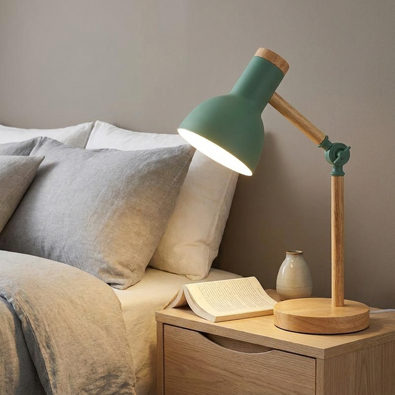 Wooden Nordic Bedside Table Lamp