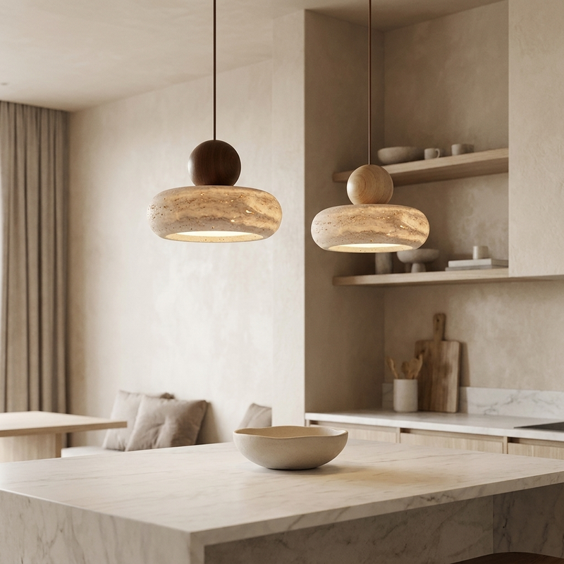 Travertine Wabi-Sabi Pendant Light