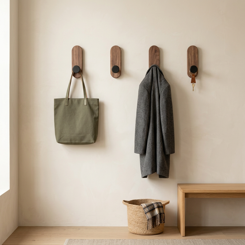 Self-Adhesive Wooden Wall Hooks