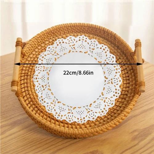 Round Rattan Storage Tray