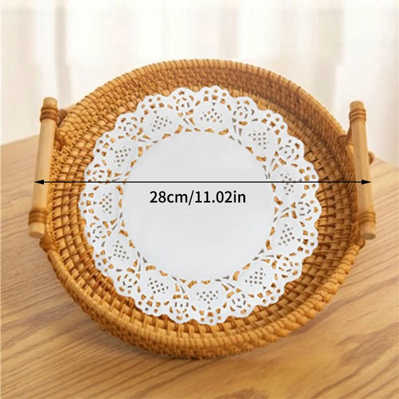 Round Rattan Storage Tray