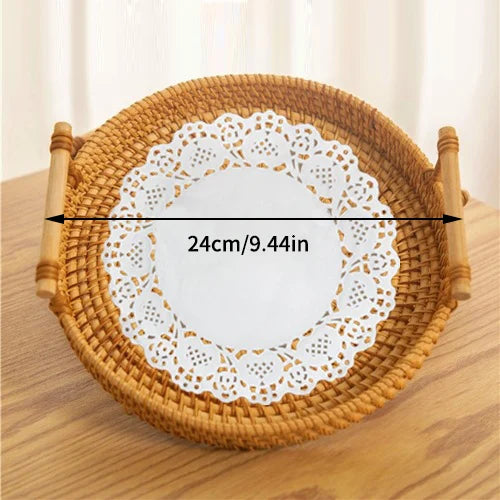 Round Rattan Storage Tray