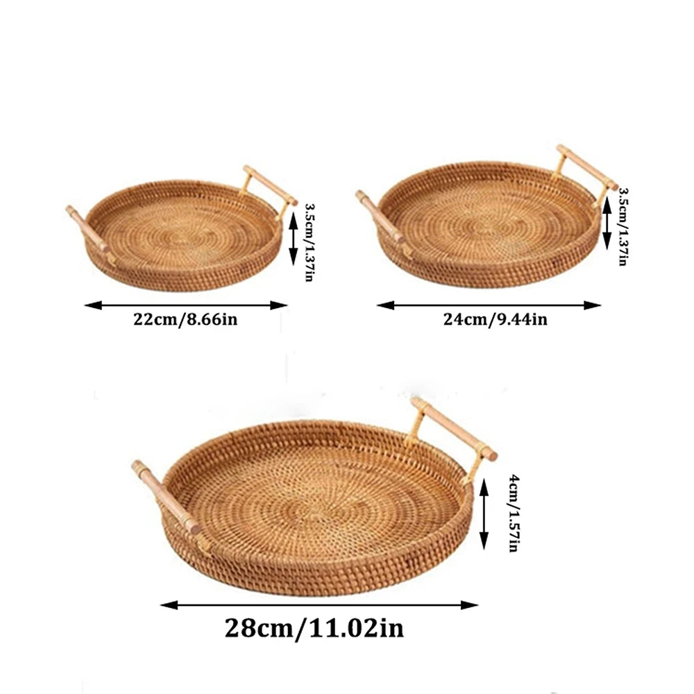 Round Rattan Storage Tray