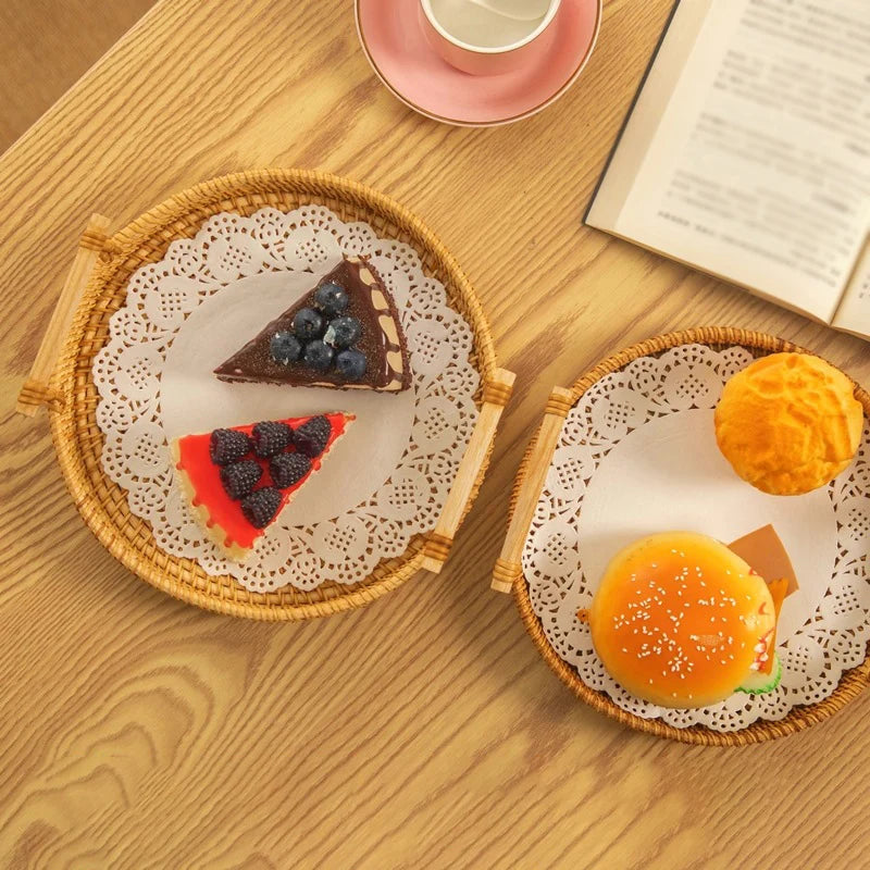 Round Rattan Storage Tray