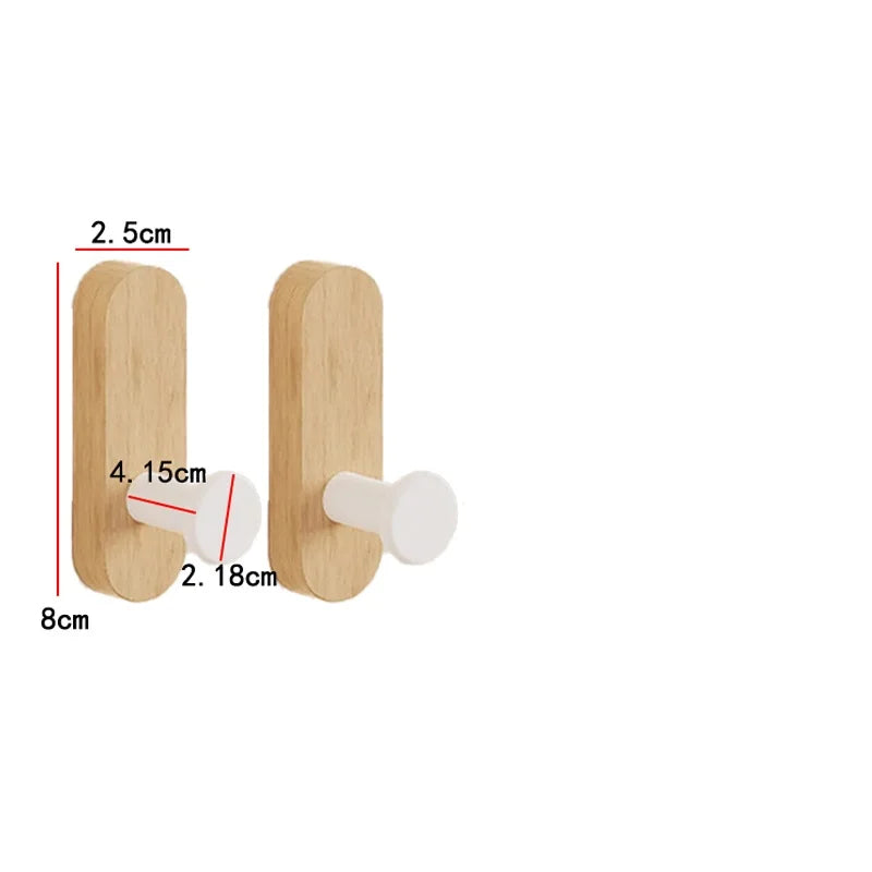 Self-Adhesive Wooden Wall Hooks