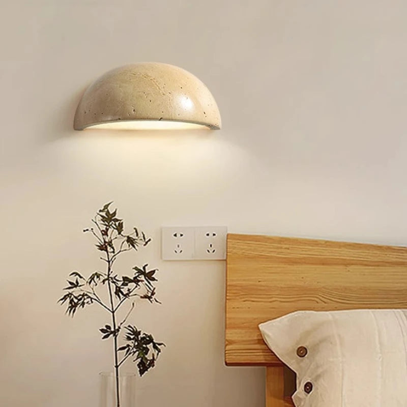 Travertine Wabi-Sabi Bedside Table Lamp