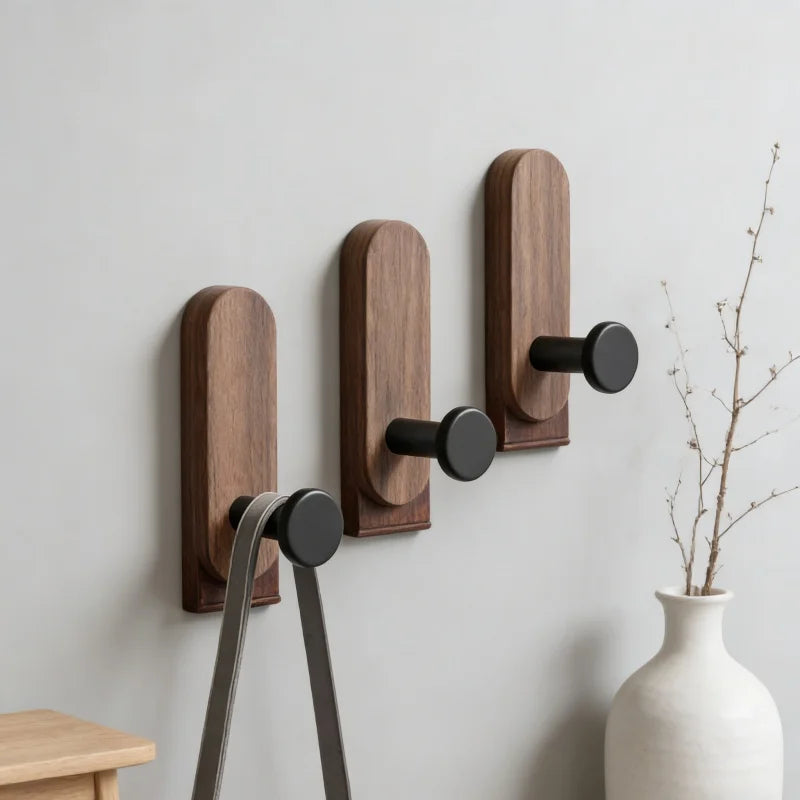 Self-Adhesive Wooden Wall Hooks