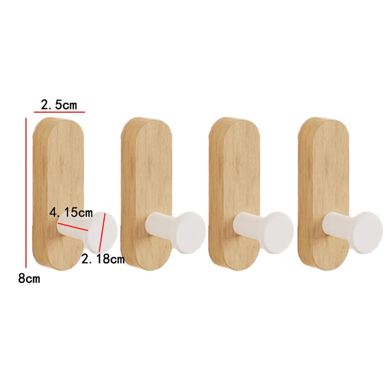 Self-Adhesive Wooden Wall Hooks