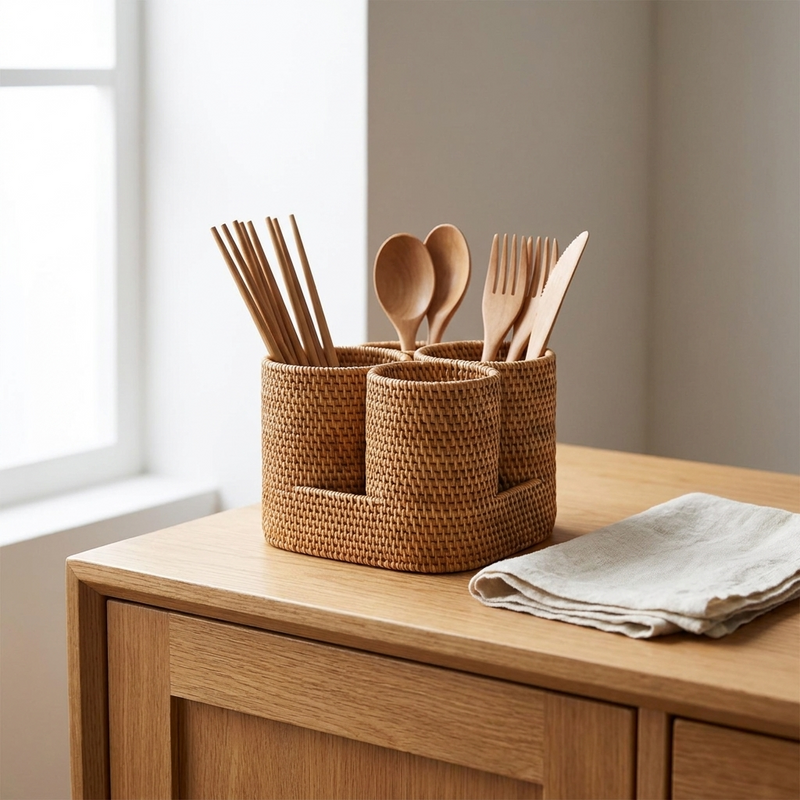 Rattan Utensil Holder